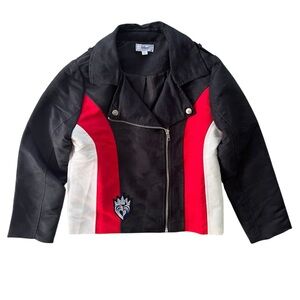 Disney D-Signed Girl’s L Black Red Suede Colorblock Descendants Evie Moto Jacket